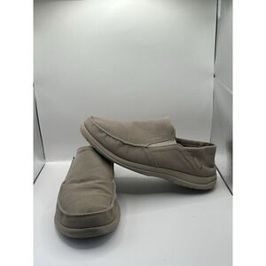 Crocs Santa Cruz Convertible Loafers Mens Size 9 Khaki Canvas Slip On Shoes
